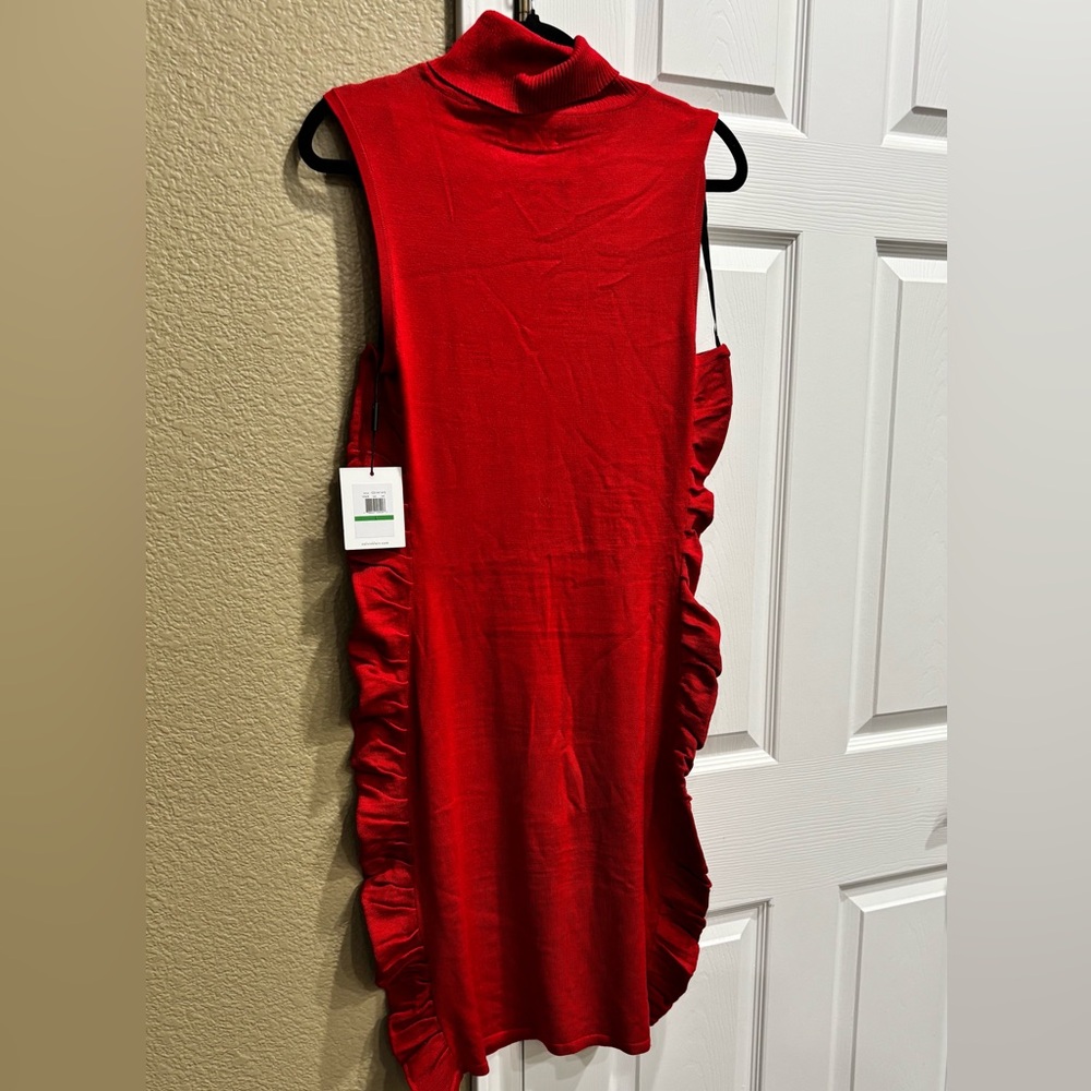 New Calvin Klein Sleeveless Ruched
Sweater Red Dress - Size L - Picture 5 of 8